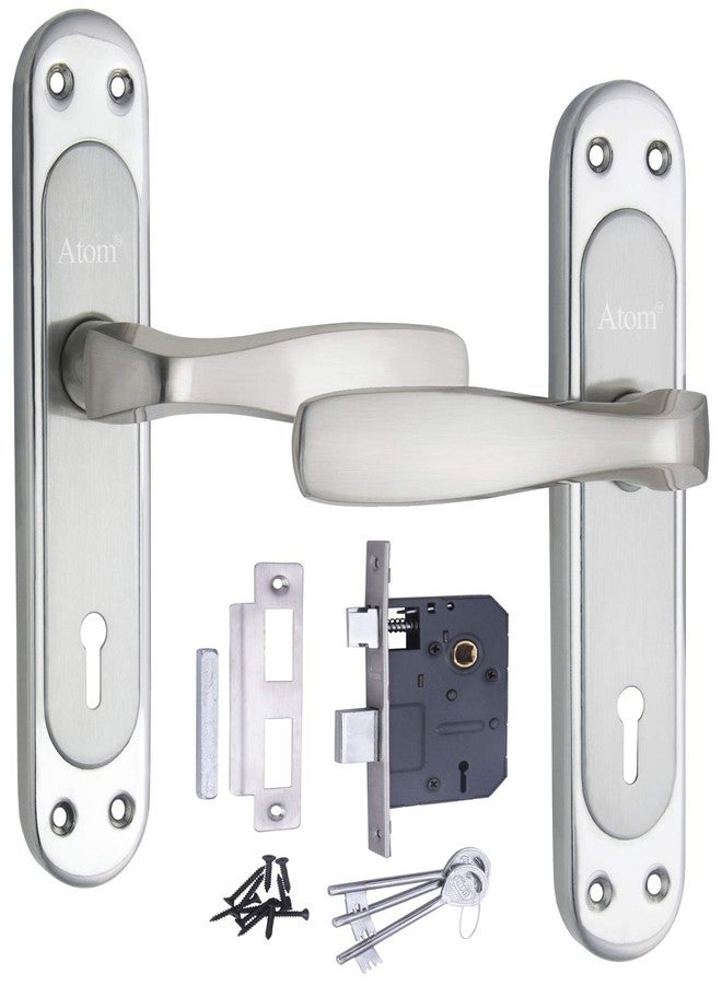 Atom Heavy Duty Mortise Door Lock for Bedroom, Living Room, Main Door, Silver Satin Finish | 3 Keys | 6 Lever Double Stage Lockset for House Hotel Office(PANDAKY) - Image 1